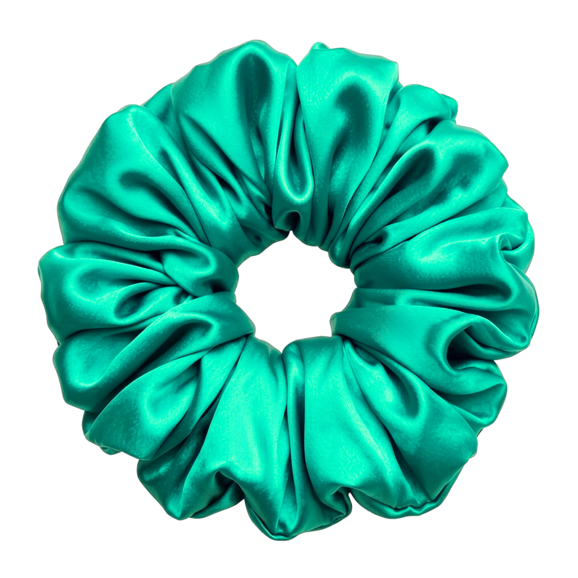 Jade Green mulberry silk XXL hair scrunchie on a white background