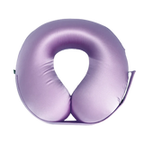 Lavender U-Shaped Memory Foam Travel Neck Pillow with Velcro strap on a white background