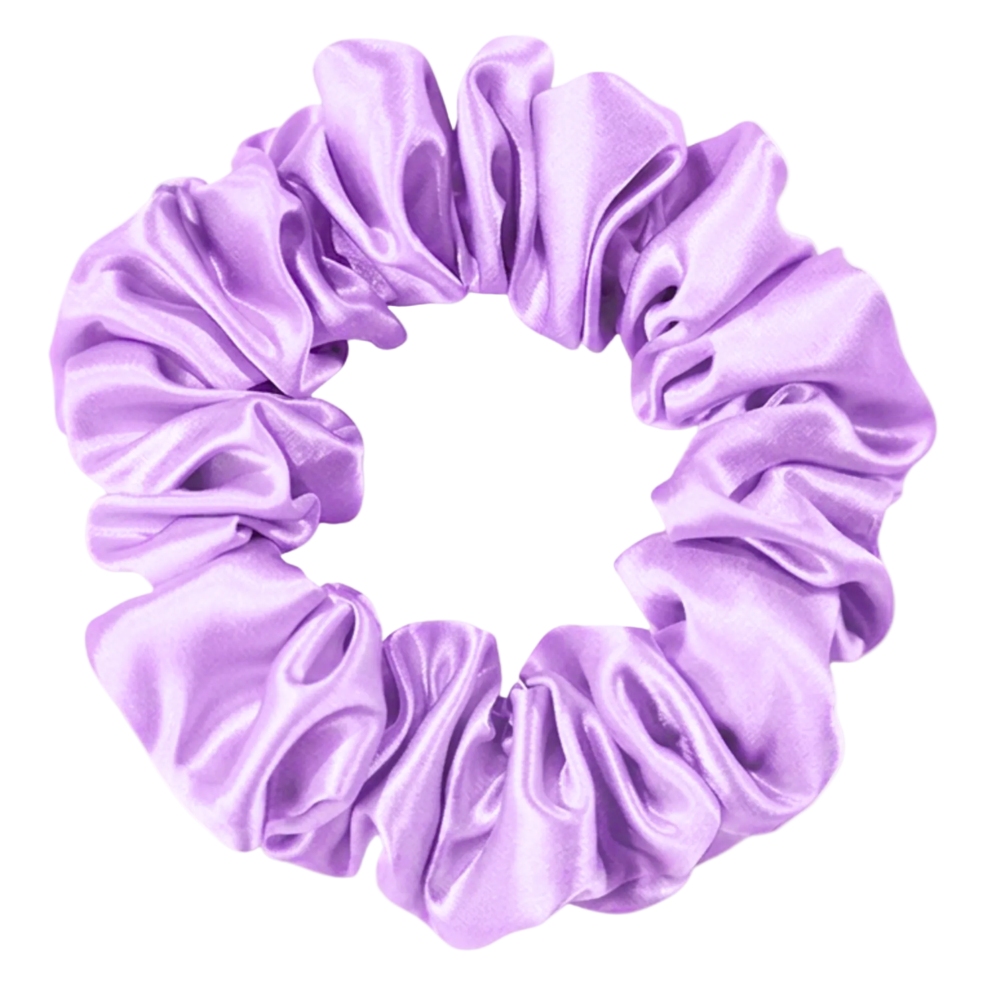 Lavender 100% mulberry silk 3.5cm Medium Scrunchie on a white background