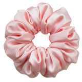 Light Pink 100% mulberry silk 6.5cm XL Scrunchie on a white background