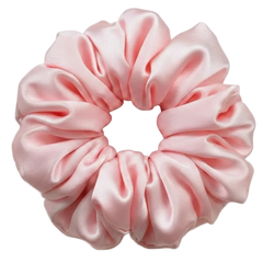 Light Pink 100% mulberry silk 6.5cm XL Scrunchie on a white background