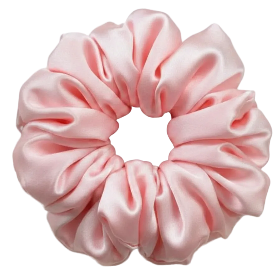 Light Pink 100% mulberry silk 6.5cm XL Scrunchie on a white background