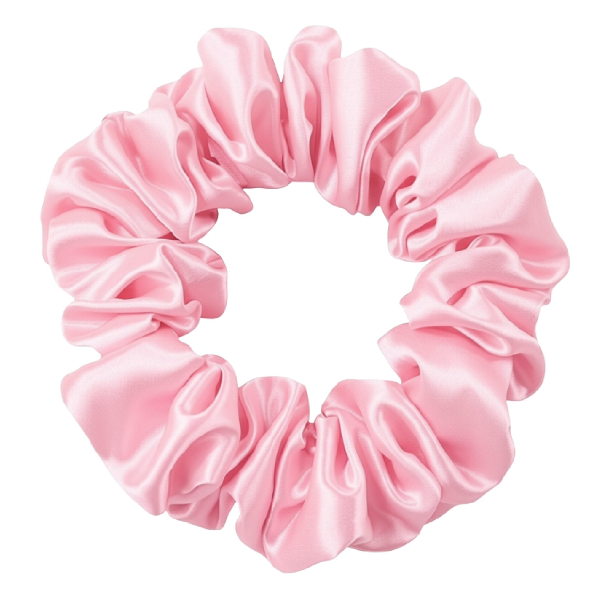 Light Pink  100% mulberry silk 3.5cm Medium Scrunchie on a white background