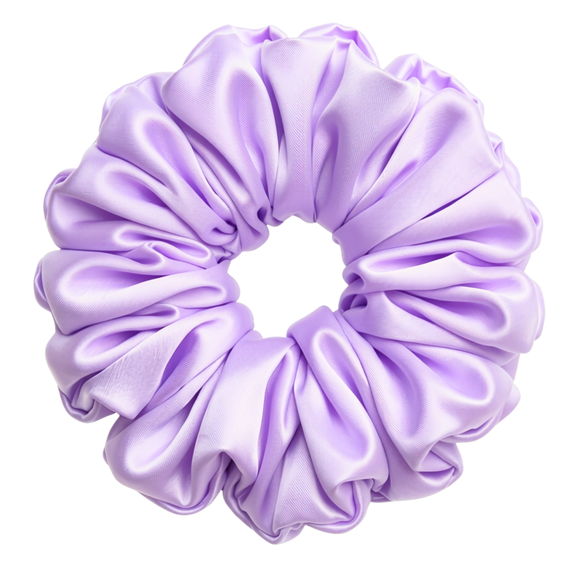 Lilac 100% mulberry silk 6.5cm XL Scrunchie on a white background
