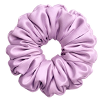 Lilac mulberry silk 2XL hair scrunchie on a white background