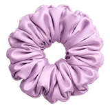 Lilac mulberry silk 2XL hair scrunchie on a white background
