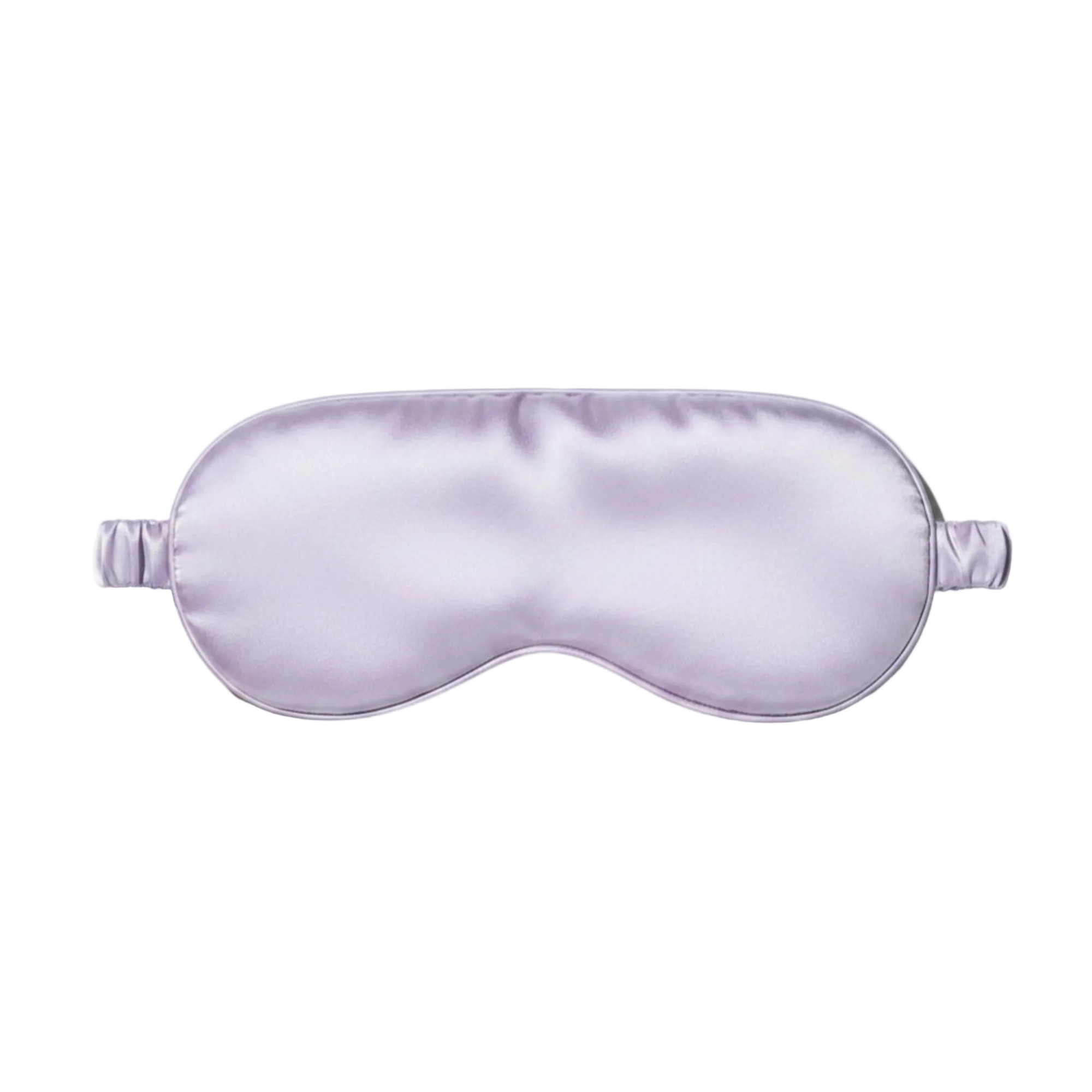 Lilac silk sleep mask on a white background