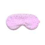 Lilac mulberry silk sleep mask with rhinestone embellishments on a white background