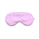 Lilac mulberry silk sleep mask with rhinestone embellishments on a white background