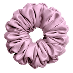 Lotus Purple mulberry silk 2XL hair scrunchie on a white background