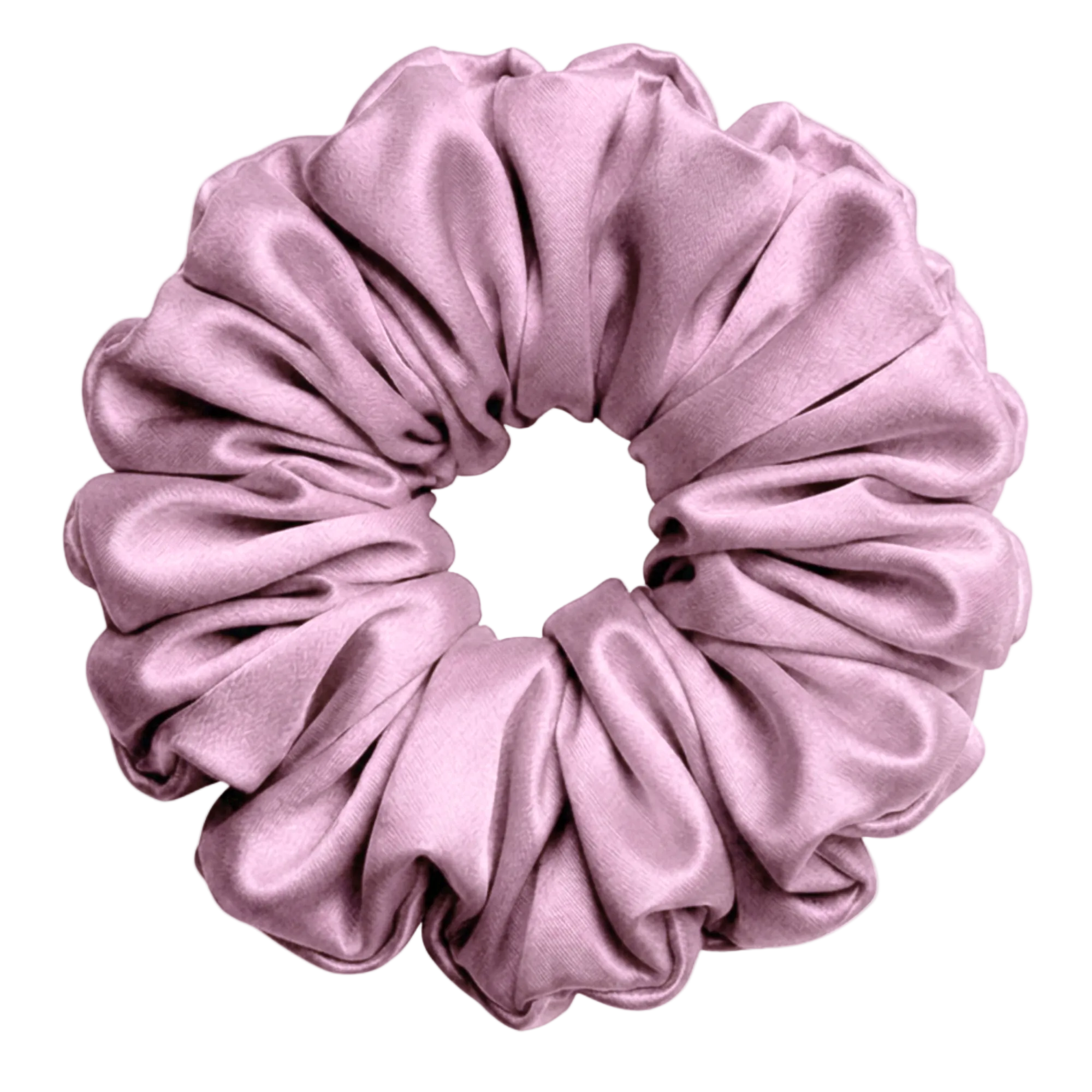 Lotus Purple mulberry silk 2XL hair scrunchie on a white background