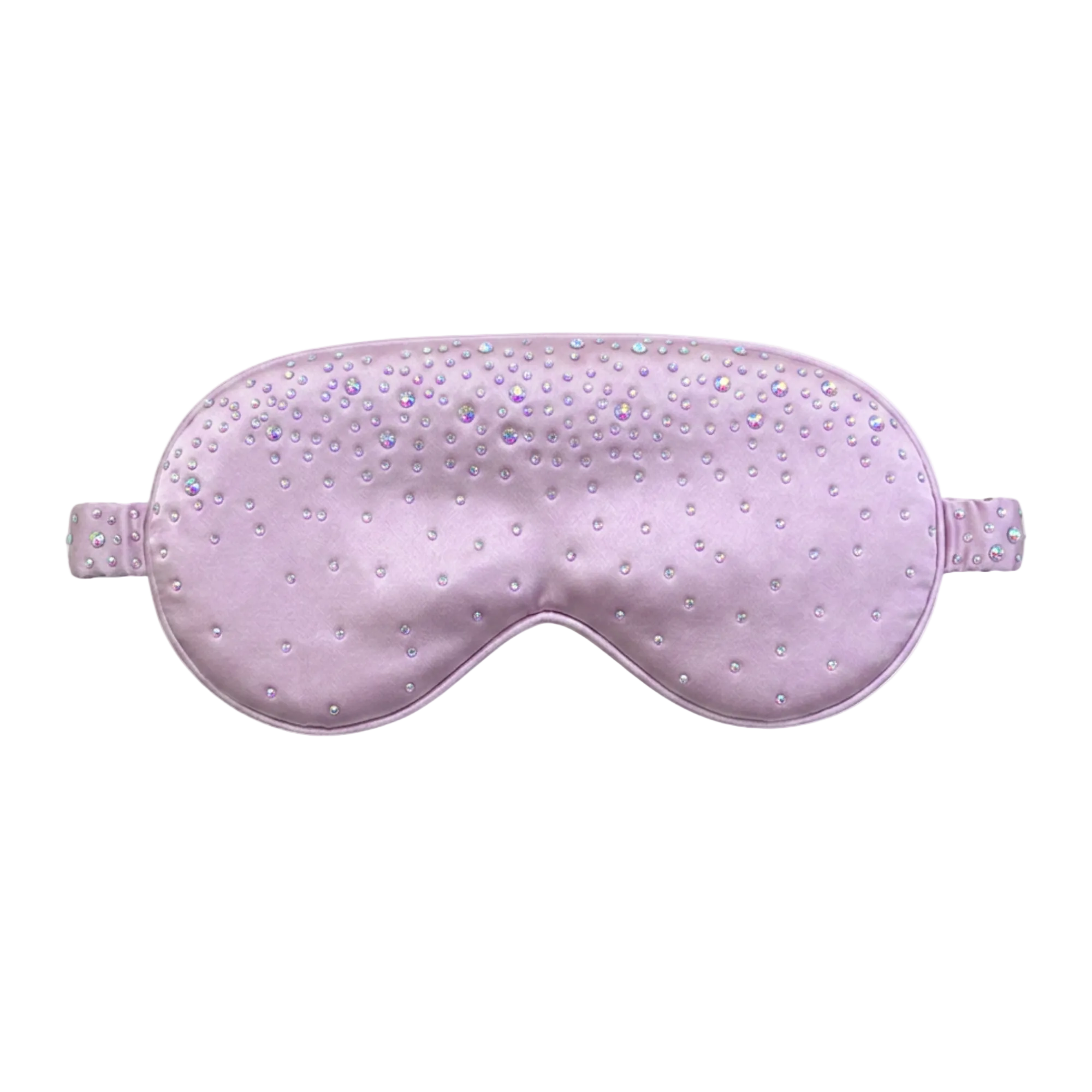 Lotus Purple silk sleep mask with rhinestone embellishments on a white background