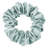 Mint  100% mulberry silk 3.5cm Medium Scrunchie on a white background