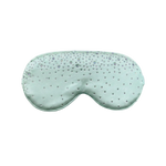 Mint green silk sleep/ eye mask with small rhinestone embellishments on a white background