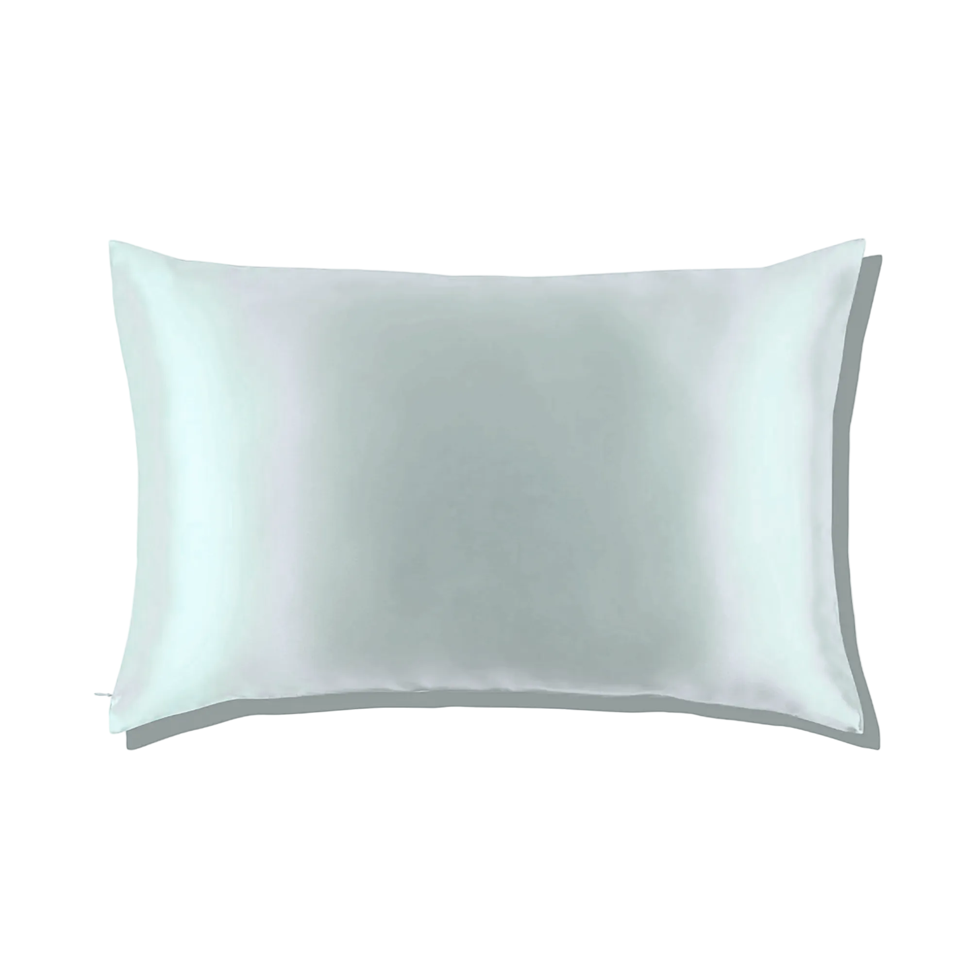 Mulberry Silk Queen pillowcase in a mint green color on a white background
