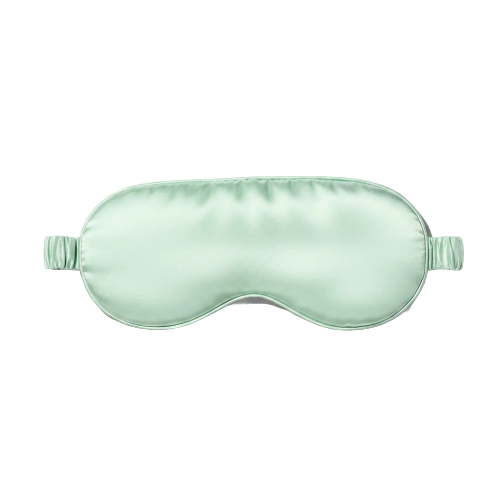 Mint green silk sleep mask on a white background