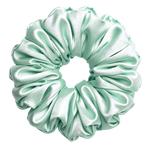 Mint mulberry silk XXL hair scrunchie on a white background
