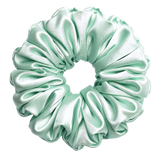 Mint mulberry silk XXL hair scrunchie on a white background