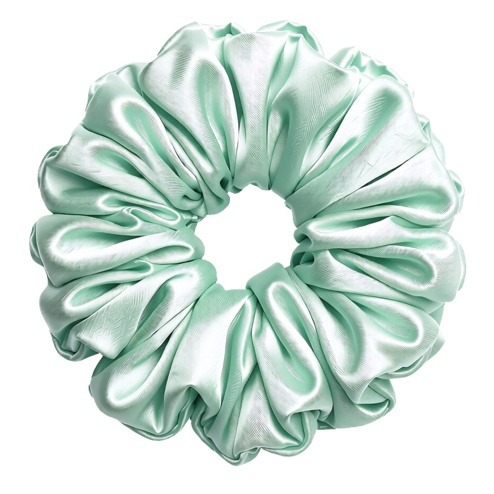Mint mulberry silk XXL hair scrunchie on a white background
