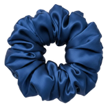 Navy Blue 100% mulberry silk 6.5cm XL Scrunchie on a white background