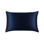 Mulberry Silk Queen pillowcase in a navy blue color on a white background