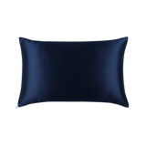 Mulberry Silk Queen pillowcase in a navy blue color on a white background