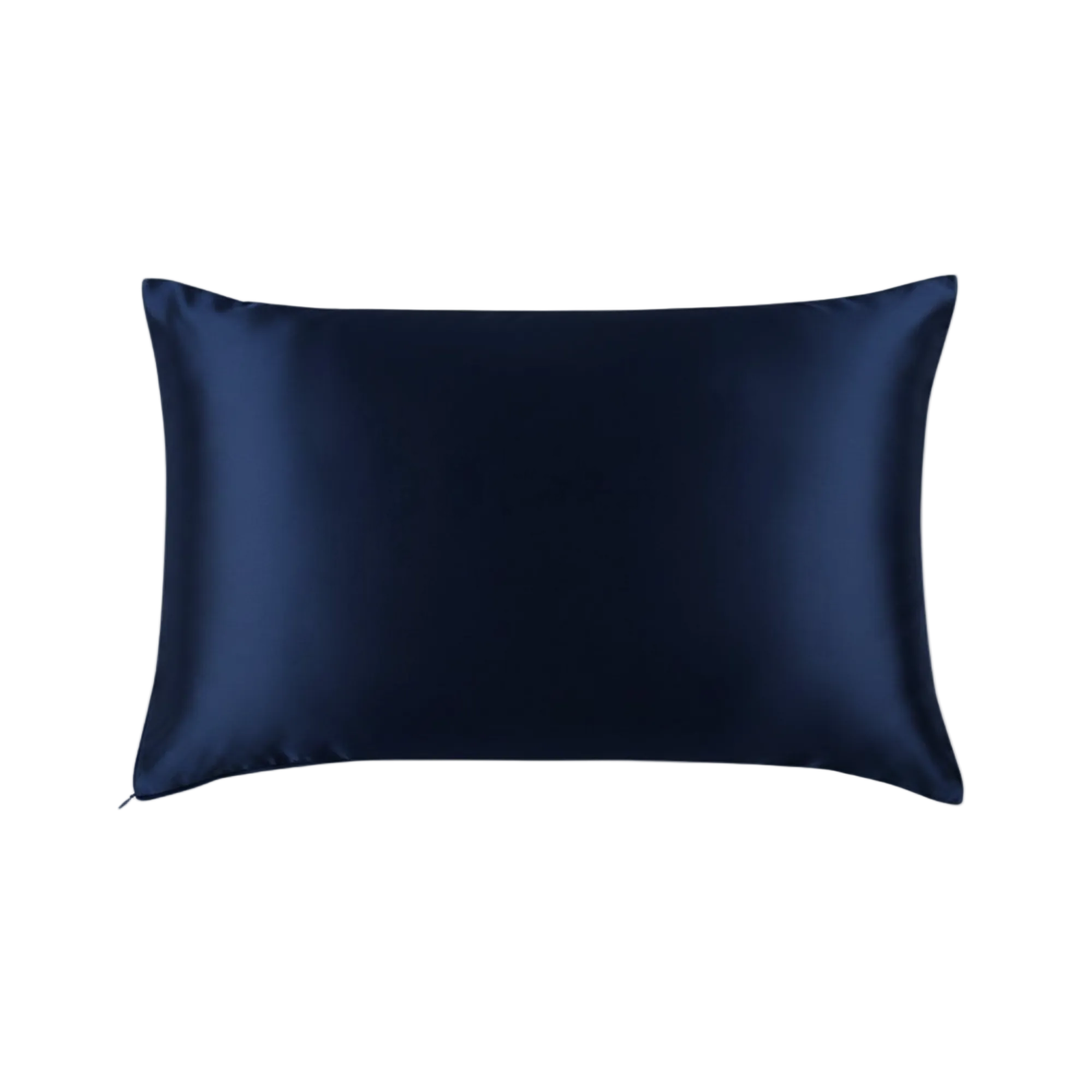 Mulberry Silk Queen pillowcase in a navy blue color on a white background