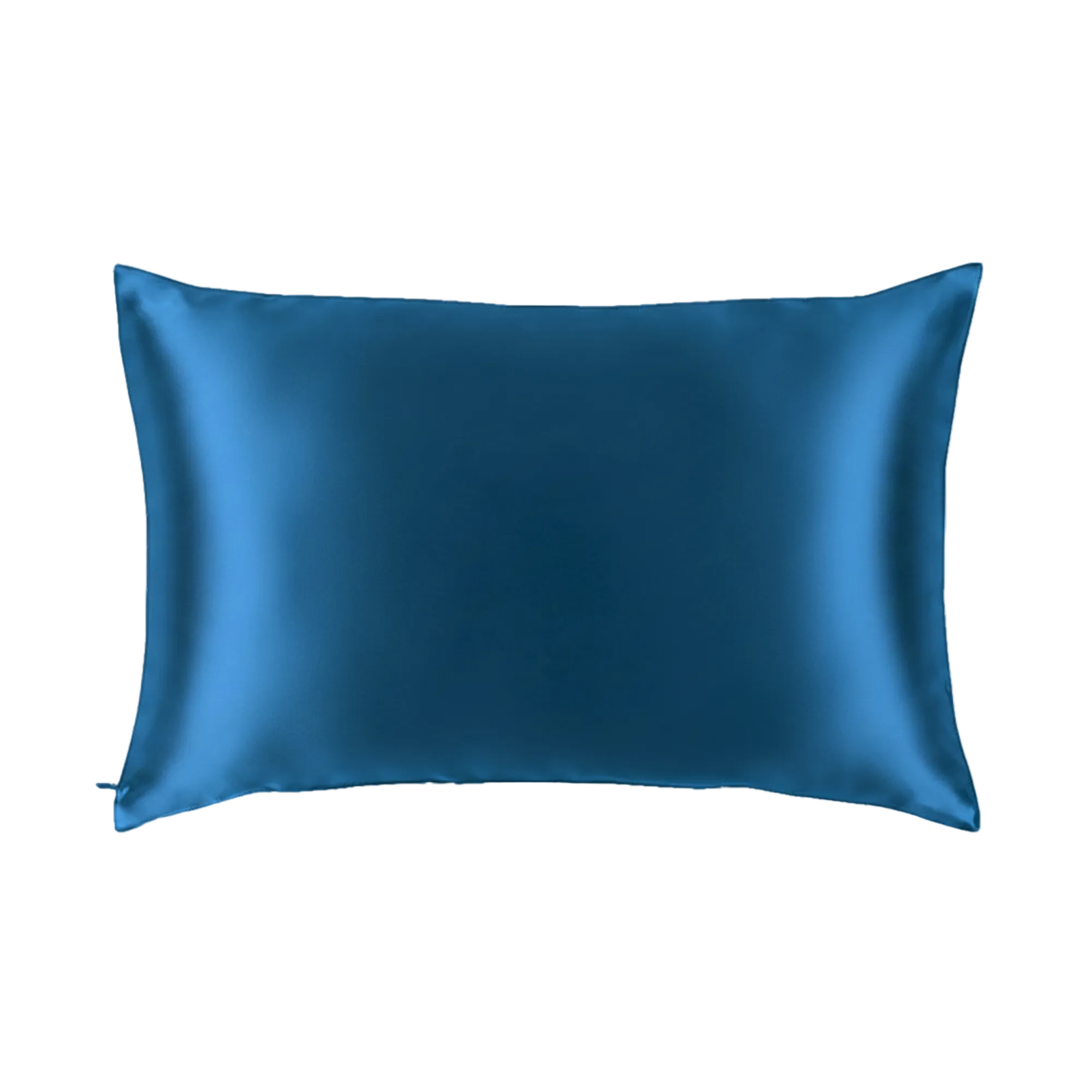 Mulberry Silk Queen pillowcase in a peacock blue color on a white background