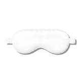 Pure White silk sleep mask on a white background