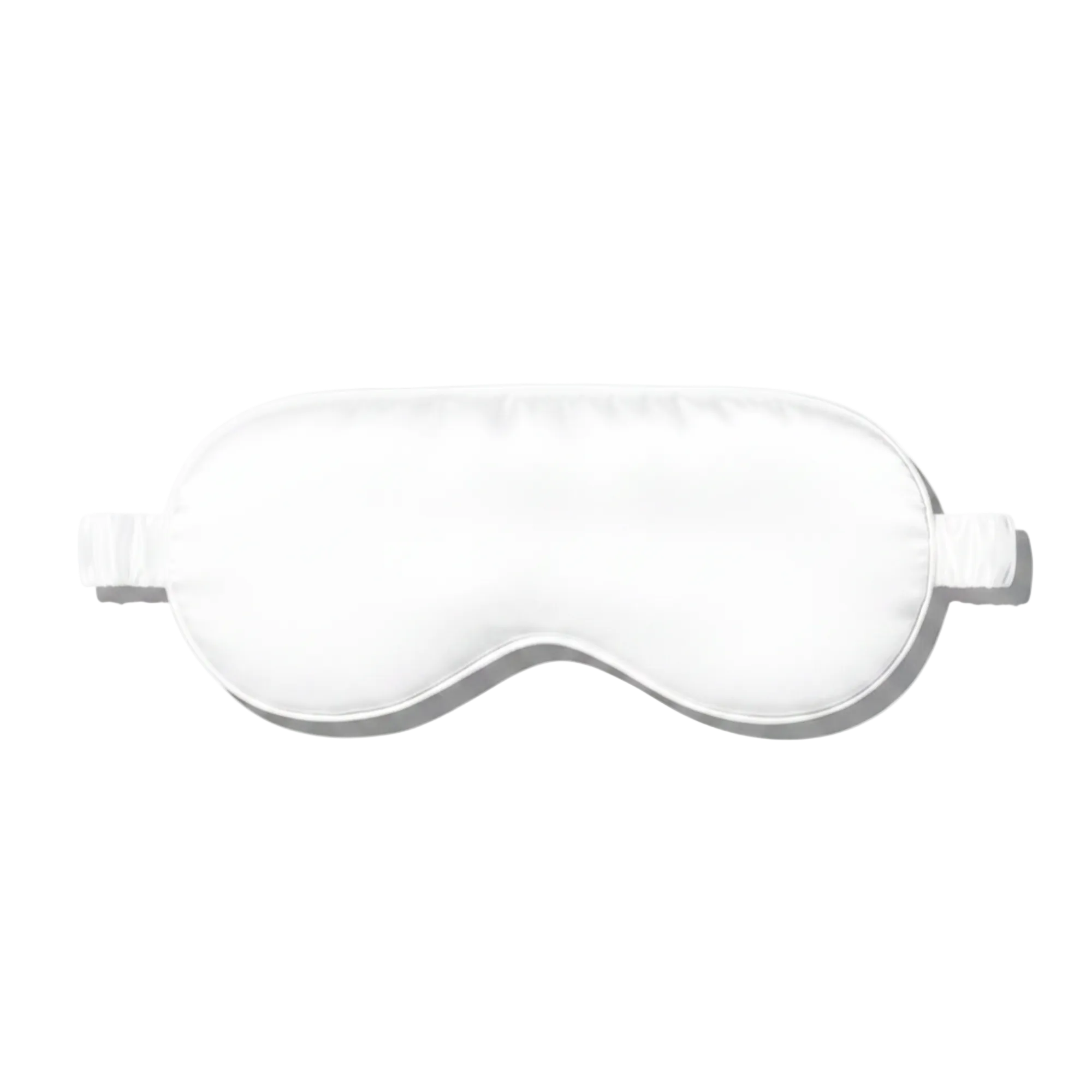 Pure White silk sleep mask on a white background
