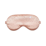 Rose Gold silk sleep/ eye mask with small rhinestone embellishments on a white background