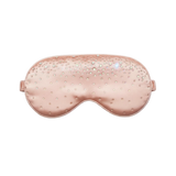 Rose Gold silk sleep/ eye mask with small rhinestone embellishments on a white background