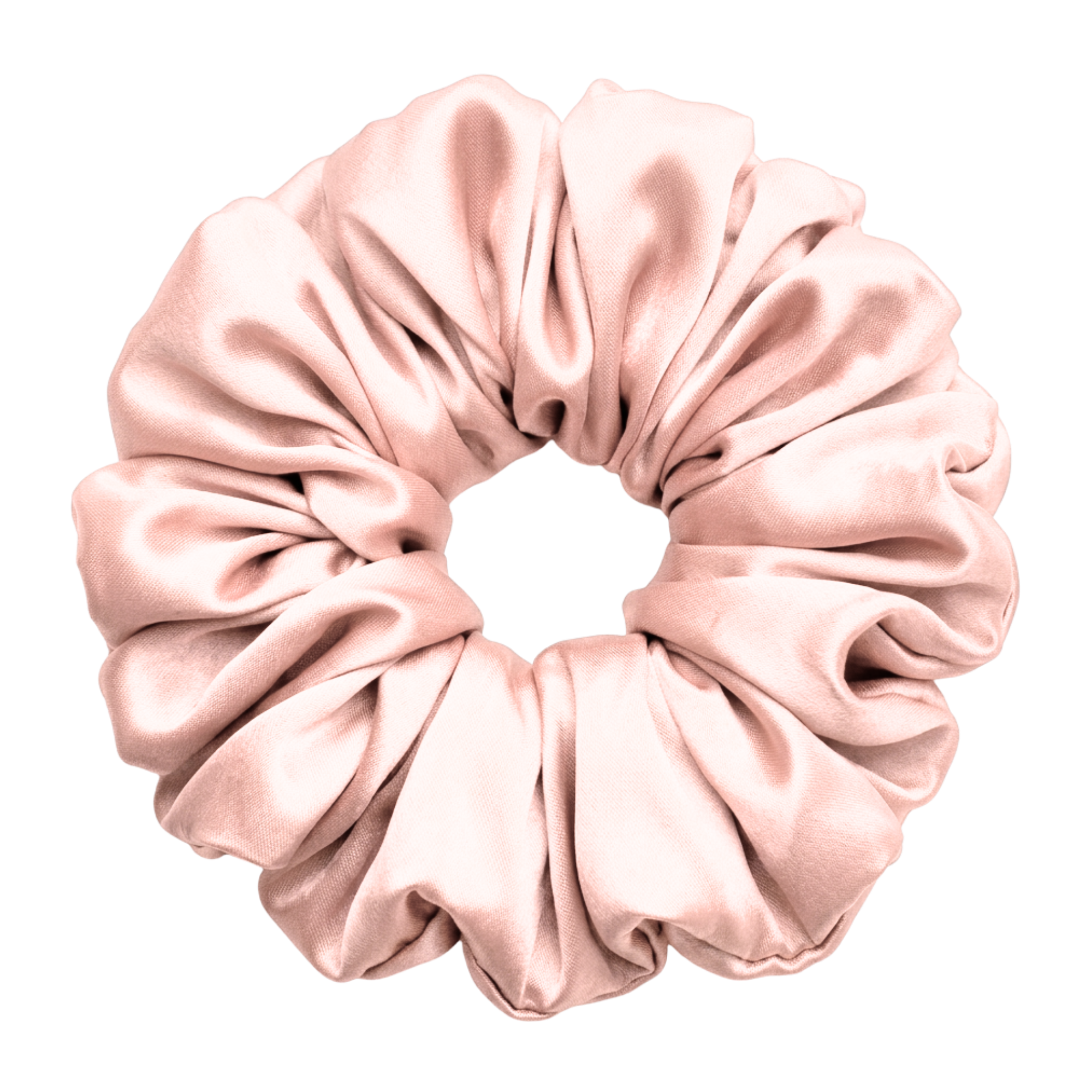 Rose Pink 100% mulberry silk 6.5cm XL Scrunchie on a white 