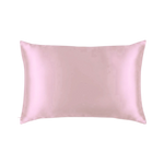 Mulberry Silk Queen pillowcase in a rose pink color on a white background