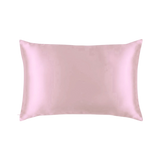 Mulberry Silk Queen pillowcase in a rose pink color on a white background