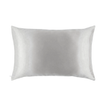 Mulberry Silk Queen pillowcase in a silver color on a white background