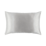 Mulberry Silk Queen pillowcase in a silver color on a white background