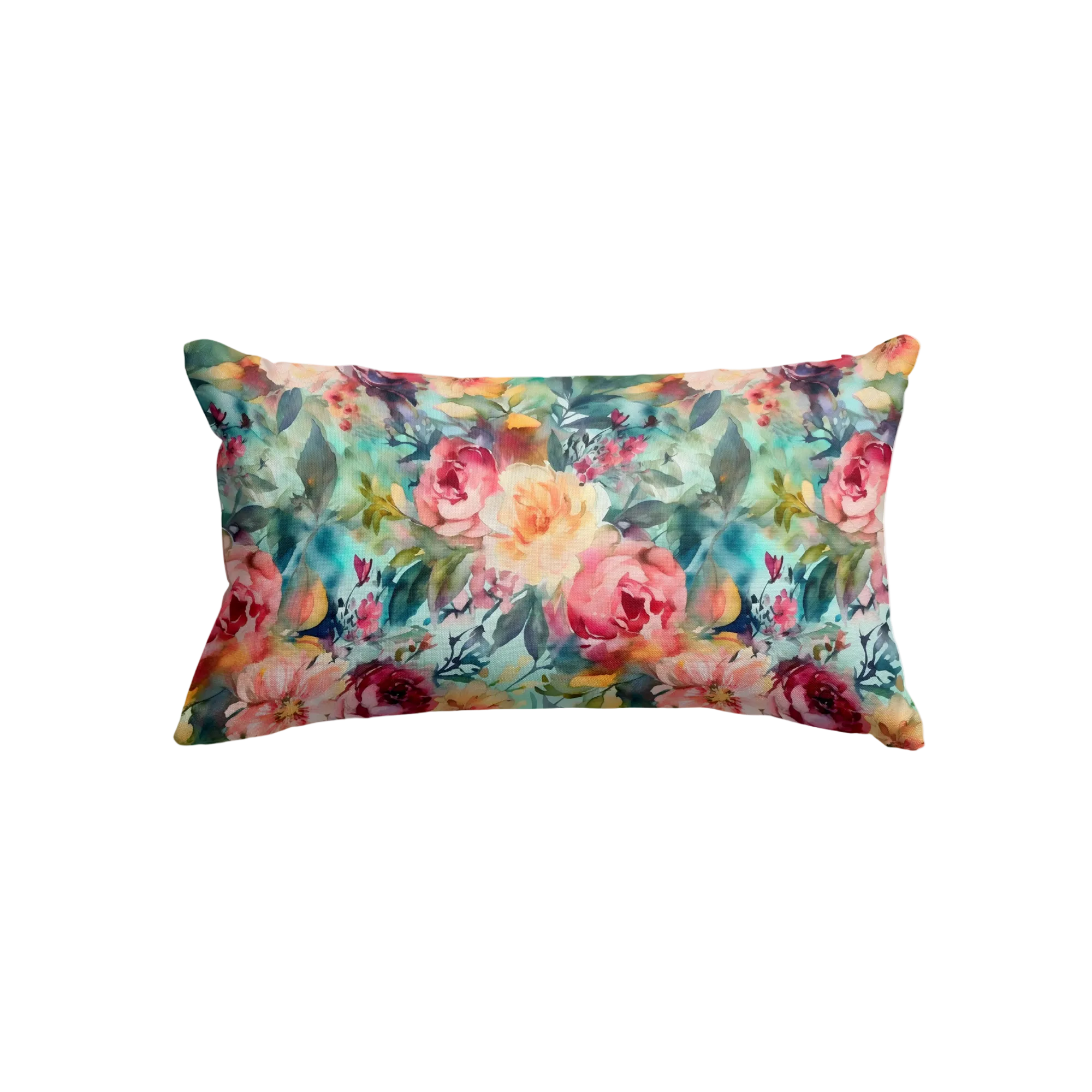 Mulberry Silk Queen pillowcase in a teal floral print on a white background