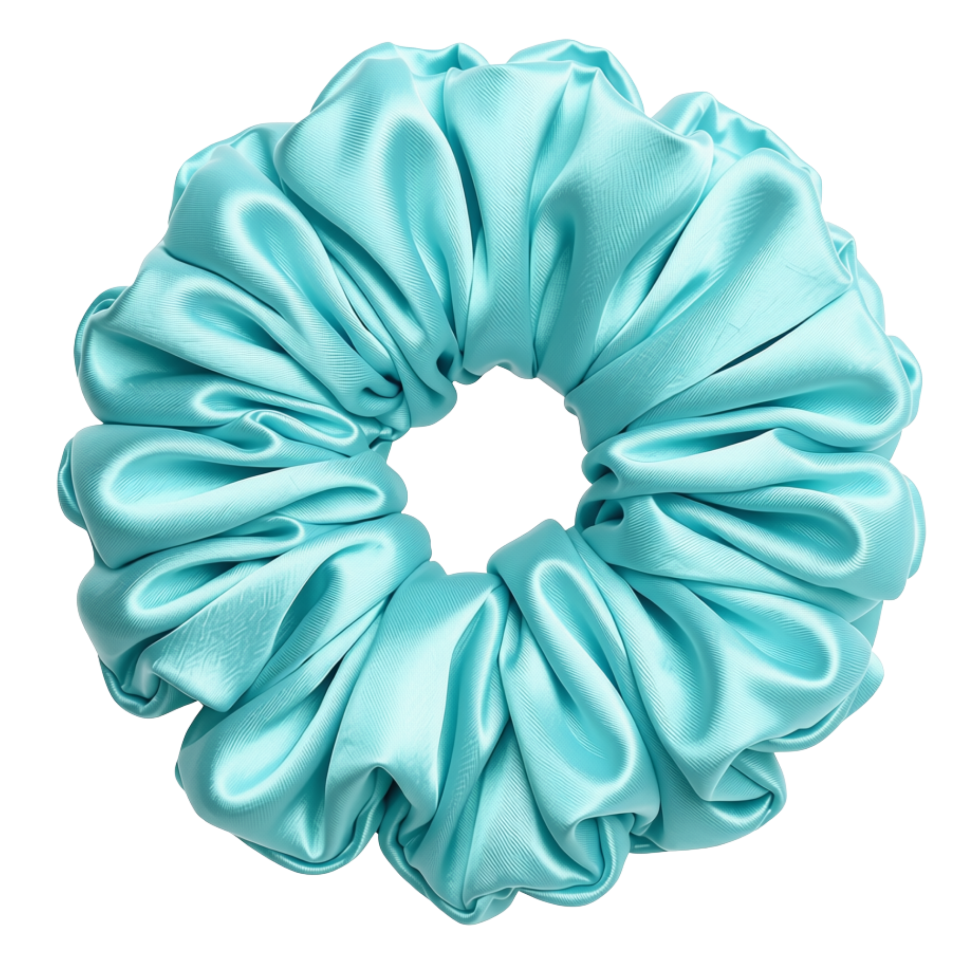 Teal mulberry silk XXL hair scrunchie on a white background