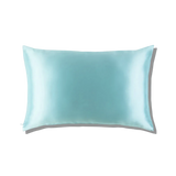 Mulberry Silk Queen pillowcase in a  teal color on a white background