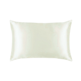 Mulberry Silk Queen pillowcase in a white ivory color on a white background