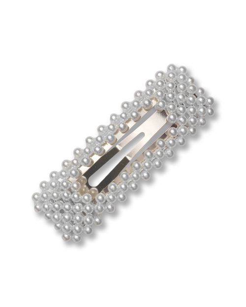 Silver Rectangular Pearl Barrette