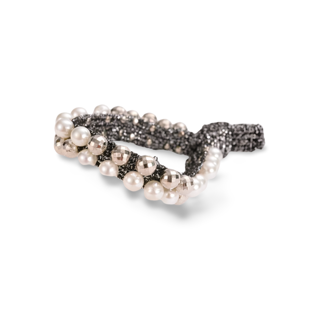 Pearl Lustre Hair Tie - Charcoal