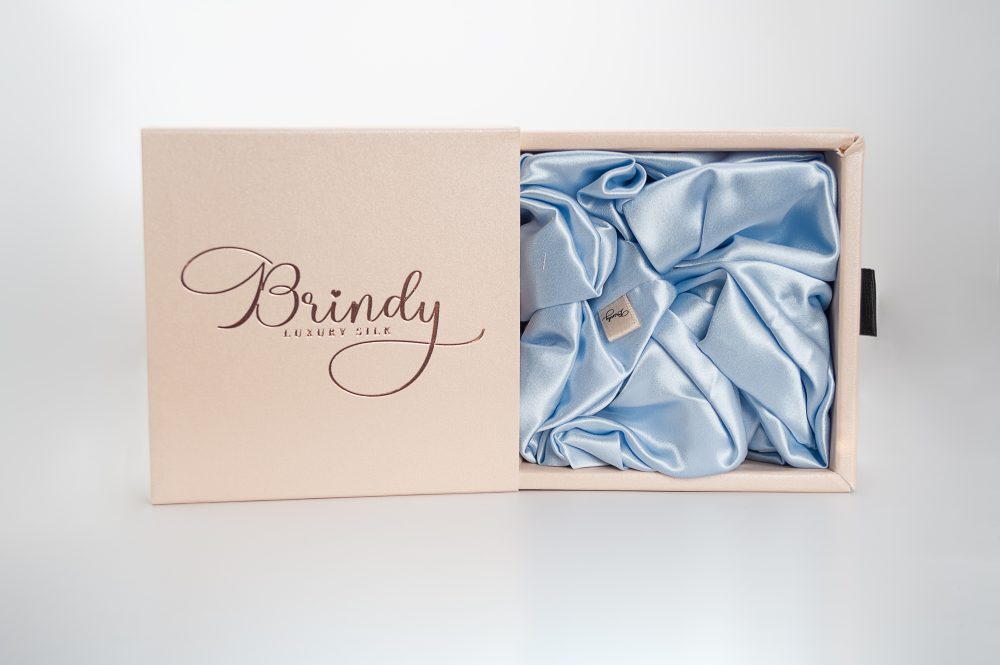 7.5cm Oversized Mulberry Silk Scrunchie in Cinderella Blue - Brindy Silk