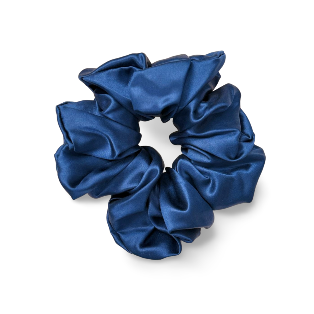 6.5cm Navy Blue 100% Mulberry Silk Scrunchie - Brindy Silk